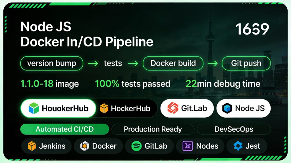 Complete **CI/CD pipeline** that runs on every push → tests → builds → publishes Docker image → updates git with version changes.